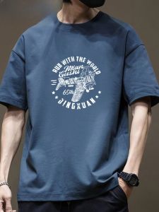 Heavyweight Pure Cotton Mens T-shirt Summer New Hong Kong Style Trendy Large Size round Neck Casual Versatile Short Sleeve Base Shirt