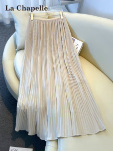 La Chapelle | Ice Silk Pleated High Waist A-Line Maxi Skirt