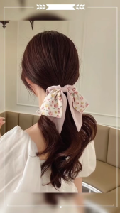 Floral double-layer bowknot hair ring female ponytail rubber band hair tie