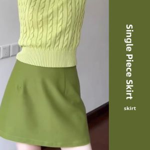 YUEZHONGWEI | American Style Short Sleeve Knitted Polo Shirt Women Summer Slim Fit Green Collar T-Shirt Commute Style Universal Size Pure Color