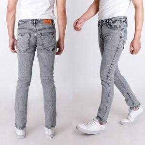 Celana Jeans Panjang Pria Sandwash Stretch Denim Melar Tebal Slimfit Skinny Size S-XL