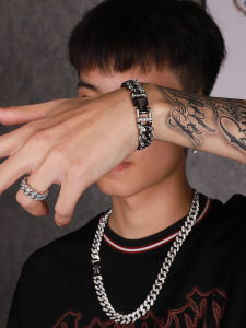 Full Drill Cuban Bracelet Mens Hip Hop American High End Jewelry Titanium Steel Couples Fashion Accessories