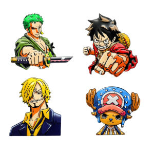 Miniso | 4Pcs Anime One Piece Enamel Pin Luffy Zoro Sanji Chopper Metal Brooch Straw Hat Pirates Lapel Badge Backpack Decor