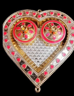 Mini Heart Shaped Kumkumchimil with Holder and Gifting Pooja Thali Home Temple Wedding