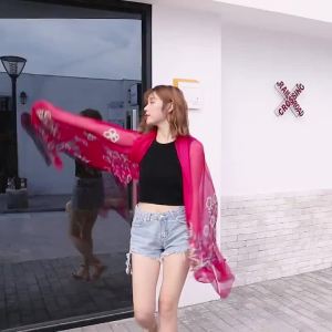 2026 summer new style outerwear printed shawl womens elegant decorative sun hat thin scarf travel scarf