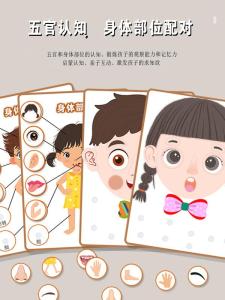 Physical Parts of Facial Features Kindergarten Baby 2345-6 Years Old Childrens Velcro Operation Cognitive Training Teaching Aids