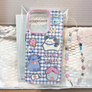 Mao Shell Blue Plaid Dog Phone Case Full Cover Anti-Fall for OPPO Find X9 X8 pro Hand Bracelet 7 Ultra Protective Silicone Shell