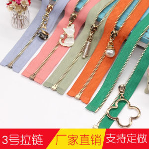 ซิปโลหะยาว Pure Copper No.3 ซิปเสื้อคาร์ดิแกนแบบเปิดด้านเดียว ซิปเสื้อแจ็คเก็ตแบบเปิดด้านหลัง ซิปเสื้อผ้า DIY