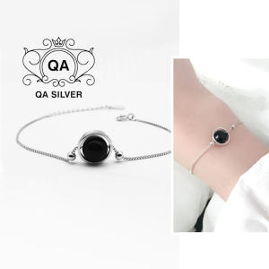 Vòng tay bạc 925 đá đen lắc nữ S925 BLACK AGATE QA Silver Bracelet BR180904