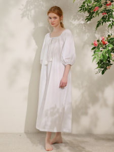 XEXZ | Comfortable Long Pure Cotton Womens Nightgown XEXZ Summer New Style French Style Sleepwear Casual Home Leisure Cotton Dress