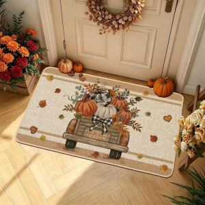 VIKAMA Autumn Pumpkin Print Welcome Doormat Non Slip Dirt Resistant Indoor Outdoor Entry Rug Farmhouse Home Decor