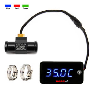 รถจักรยานยนต์ KOSO ฝาสูบเครื่องวัดอุณหภูมิจอแสดงผล LED เครื่องยนต์วัดที่มีอะแดปเตอร์ M14 M10
