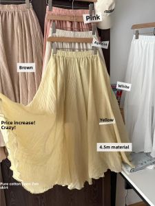 Chic Bohemian Style Cotton Linen Skirt with Wooden Edge Detailing Summer 2025 Fashion Elegant Zen Spirit Womens Skirts