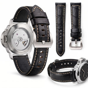 DUTRIEUX | Top Grain Leather Watchband 20mm 22mm 24mm Alligator Grain Thick Strap Compatible with Panerai Bracelet Correa