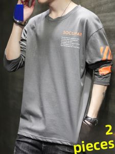 ROMON | Long Sleeve Pure Cotton Round Neck Printed T-Shirt