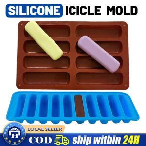 【Local delivery】 8 Holes Long Strip Finger Biscuit Silicone Mold Oven Cake Mould Bakeware Chocolate Fondant Puff Ice Cube Tray Baking Moulds