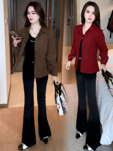 เสื้อแจ็คเก็ตสั้นแฟชั่นสำหรับผู้หญิง ทรงหลวม ทรงเข้ารูป เสื้อเชิ้ตแขนยาว ปกติ ฤดูใบไม้ผลิ 2024 สีสันสดใส คอกลม ปกติ