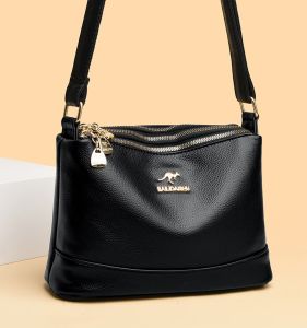 Genuine Leather Kangaroo Womens Shoulder Bag 2025 New Casual Versatile Large Capacity Multi-layer Crossbody Bag