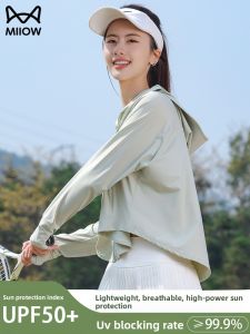 miiow | Womens Summer Thin Veil Outdoor Wear Sun Protection Clothes Cat Person New 2025 Style Loose Fit Long Sleeve Coat With Hat