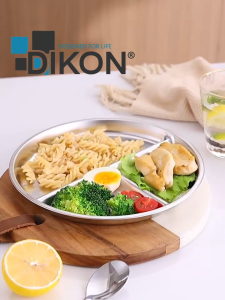 Stainless Steel Divided Plates 9" Portion Control Plate Divided Plates for Adult Student Luch Dishes Camping Food Tray
