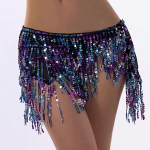Khăn Quấn Hông Có Thể Điều Chỉnh Với Tua Rua Đính Sequin Dành Cho Nữ - Phụ Kiện Múa Bụng Bằng Polyester