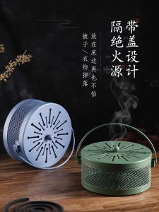 จุดประทับน้ำมันไล่แมลงแบบพกพาพร้อมฝาครอบและจานรอง อบอุ่นในบ้าน เครื่องหอมสำหรับใช้ในบ้าน เครื่องยืนตั้งเครื่องหอม