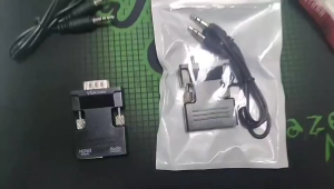 Adaptor HDMI ke VGA dengan Port Audio 35mm untuk Monitor Komputer Lama PC TV Video 1080P (Input HDMI Betina Output VGA Jantan)