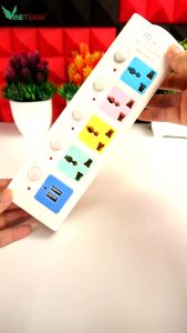 Ổ Cắm Điện Đa Năng Thông Minh - tích hợp 4 Chân Cắm 2 USB Chống Giật Tiết Kiệm Điện Dây Dài 2.2m/4.2m - Hàng Nhập Khẩu