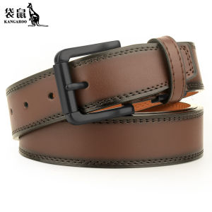 Kangaroo | Genuine Leather Pin Buckle Mens Belt for Middle-aged Businessmen