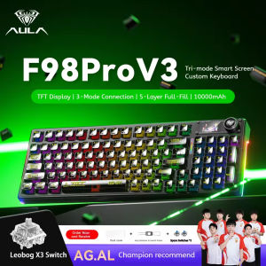 AULA F98 Pro V3 Mechanical Keyboard Custom RGB Backlight Wireless Bluetooth Gaming Keyboard Hifi Switch With Screen and Knob