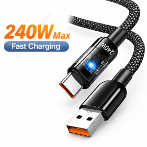 240W USB C Cable Fast Charging Nylon Braided Type C to Type C USB A to USB C for Samsung Huawei Xiaomi iPhone 15 Charging Cord