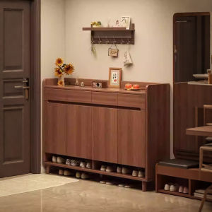 Home Entryway Wall-mounted Large Capacity New Chinese Style Wood-look Shoe Cabinet