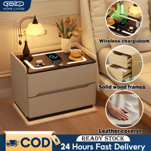 GOLD Smart Bedside Table Bedside Table With Llight Solid Wood Wireless Charging Bedside Table Storage Cabinet Meja Katil智能床头柜