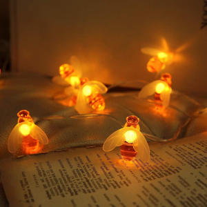 1pc Charming LED Bee String Lights Battery Powered Warm White Fairy Lights For Home Garden Patio Outdoor Festive Decoration