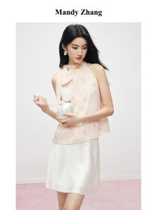 French Bow Halter Backless Sleeveless Top