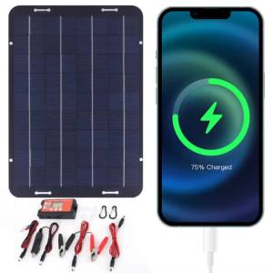 12W Solar Panel Kit with Solar Charge Controller Solar Car Battery Charging Kit High-Efficiency for Car RV Boat Motorcycle
