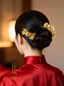 จี้ผมรูปเกสรไม้ทองแดงชุบทอง จี้ผมแบบมีเข็มสำหรับตกแต่งผมสไตล์จีน ประดับผม จี้ผม เครื่องประดับแฟชั่น