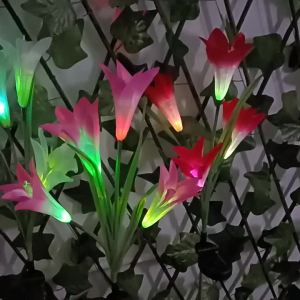 SXH 4 Head Outdoor Courtyard Decoration LED Floor Outlet Artificial Flower Lawn Lamp Ground Plug Light Solar Lily Festive Lantern