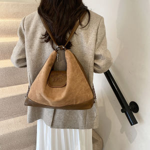 Retro Casual Large Capacity Womens Tote Bag Fashionable Niche Travel Backpack Trendy Shoulder Bag Mix Material Youth Daily Match