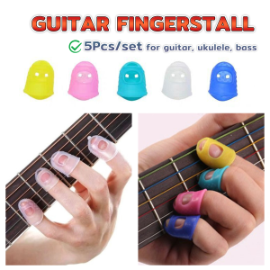 HB 5pcs Silicone Non-slip Finger Guards Guitar Fingertip Protector Fingerstall Guitar Press Accessories