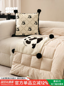 Panda Flower Pillow Blanket Two-In-One Foldable Office Nap Air Conditioner Cover Soft Polyester Fiber Square Plush Pillow