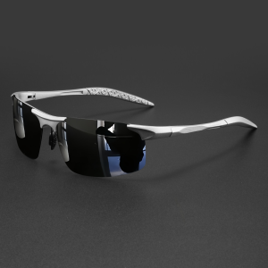 Classic Semi-Rimless Photochromic Polarized Sunglasses - Spring Hinges UV400 for Driving Fishing & Daily Use
