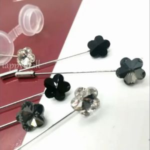 READY STOCK 6 Pcs Jarum Peniti Rninestone Flower 45mm Muslim Hijab  Brooch Pin Siap penutup Kepala Shawl Pin Tudung Tube