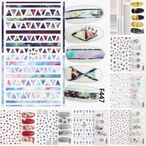 Sticker Dán Móng Tay Họa Tiết Hoa Văn Kẻ Sọc / Hoa Văn Nghê Thuật / Hoa Bi Nhỏ / Hoa Lavender Oải Hương / Ngựa Hồng Pony/ Nails sticker Series F – F448