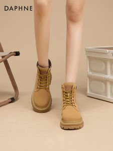 Daphne Martin Boots Womens New 2025 Outdoor Climbing Short Boots Thick Bottom Kick Resistant Large Yellow Boots Street Style