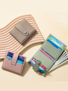 กระเป๋าใส่บัตรหนังแท้สำหรับผู้หญิง กระเป๋าใส่บัตรแบบสั้นและบาง กระเป๋าใส่เอกสารแบบพกพาขนาดเล็ก กระเป๋าใส่บัตรแบบหลายช่อง กระเป๋าใส่บัตรแบบหนังแท้