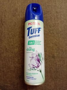 PC Tuff Germban 3 in 1 spray disinfectant with floral linen and lemon scents.