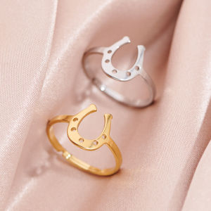 fashion Stainless Steel U Shape Geometric rings for women Simple Horse Shoe adjustable open rings Jewelry gifts 2024 Fashion Sta