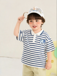 CUTEPANDAS | Áo Thun Trẻ Em Thiết Kế Sọc Trường Học