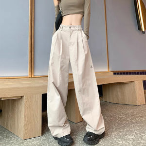2025 New High Waist Wide Leg Casual Pants Womens plus Size Pear Shape Body Slimming Trousers for Office Work Cotton Blend
